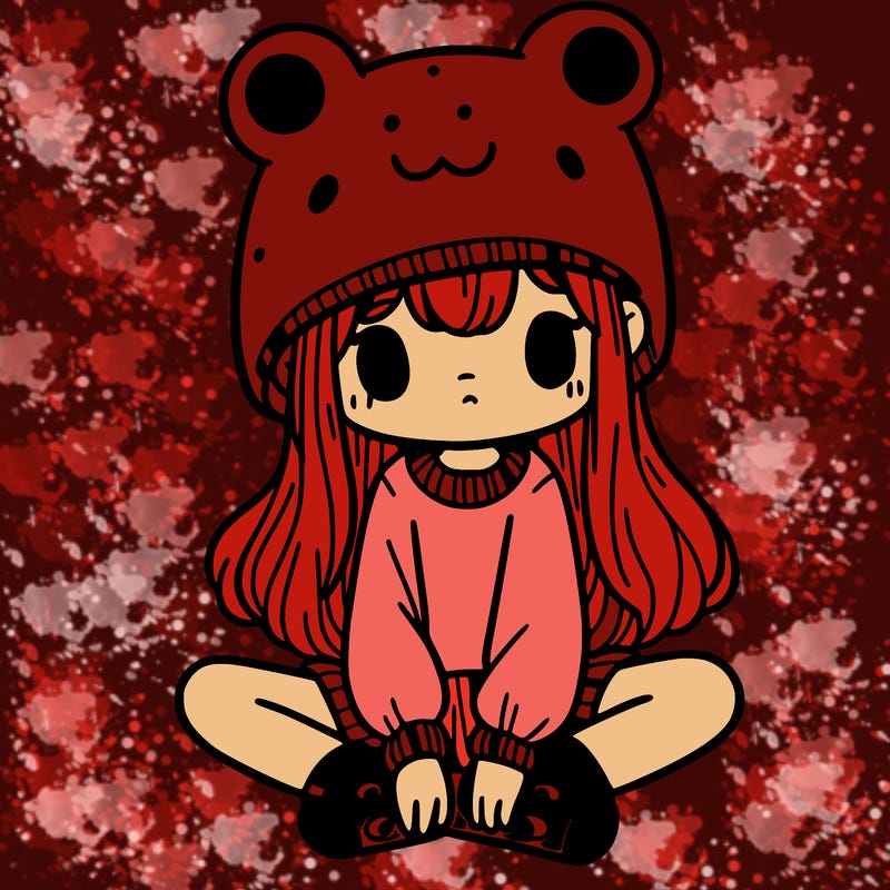 a girl wearing a frog hat and some frog socks