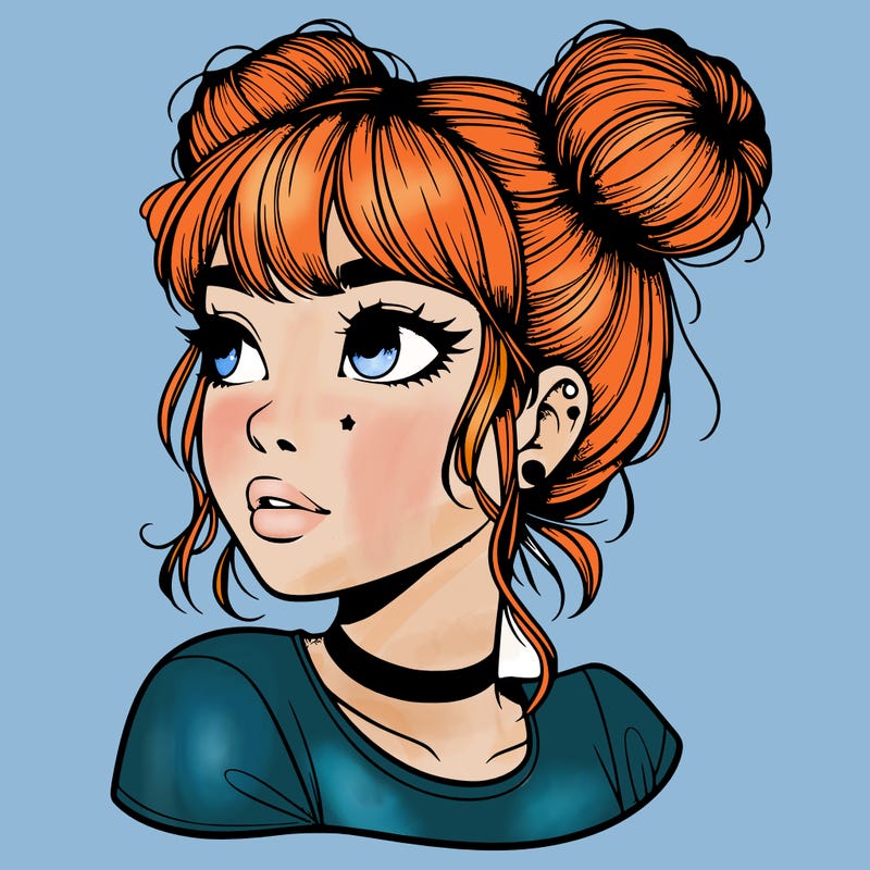 realistic girl with spacebuns