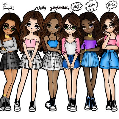 a group of girls realistic