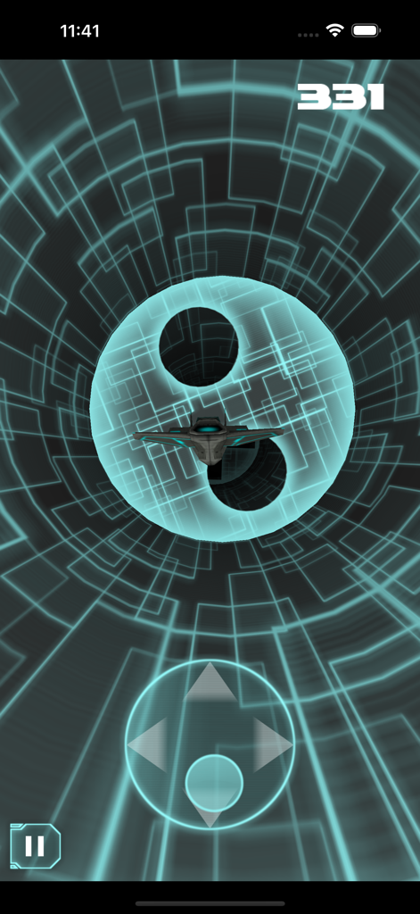 Una nave espacial volando a través de un túnel de neón futurista en el juego arcade ST-3D-R