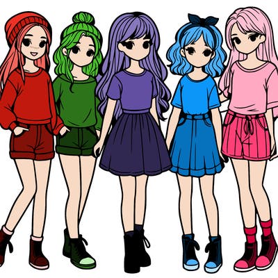 a group of five girls