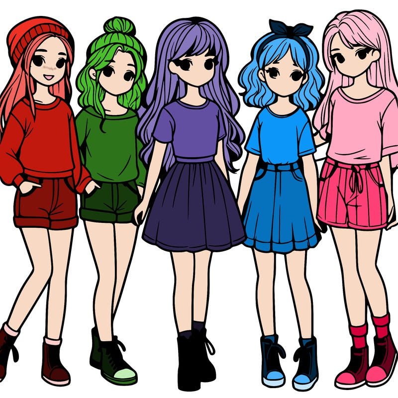 a group of five girls