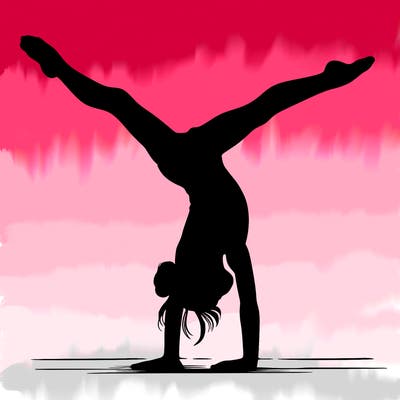 realistic gymnastic hand stand girl in four splits