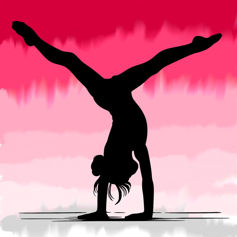 realistic gymnastic hand stand girl in four splits