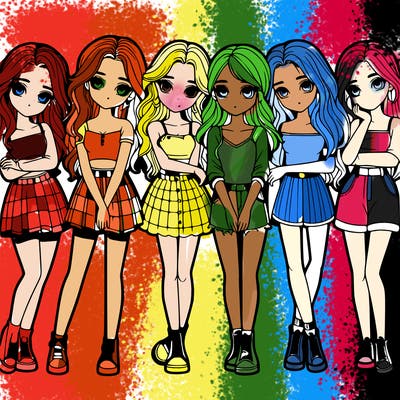 a group of girls realistic