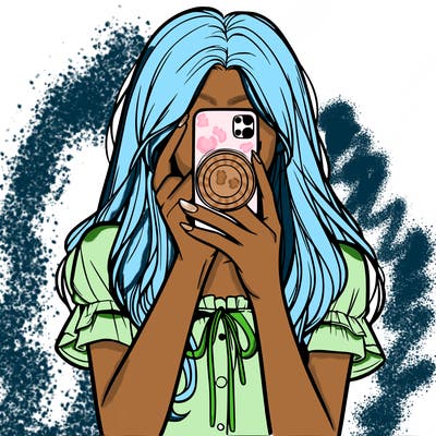 a realistic girl holding her phone taking pictures