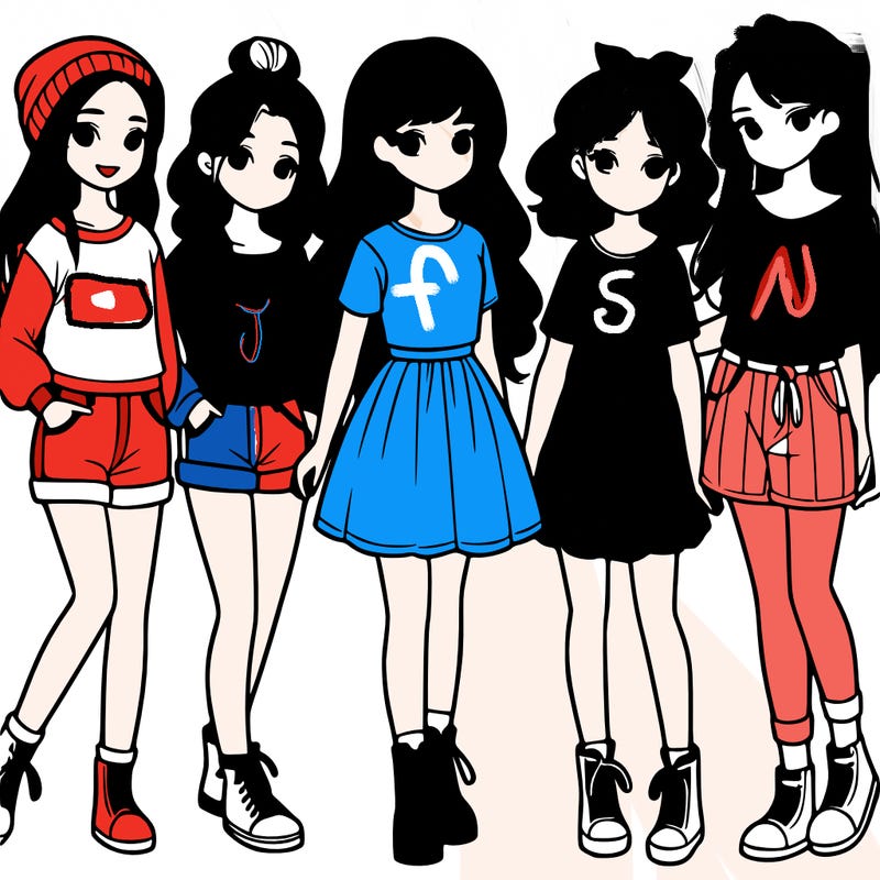 a group of five girls