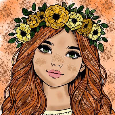 realistic girl with flower crown