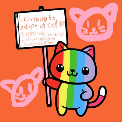 cat holding a sign