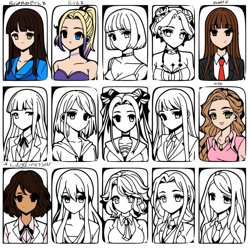 girls that look diffrent anime