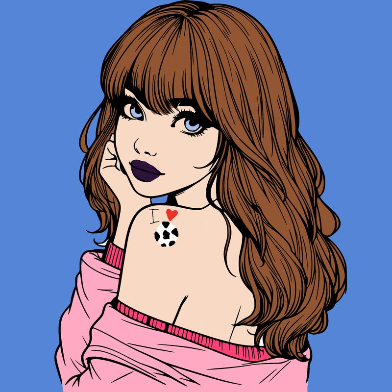 realistic girl with bangs looking over her shoulder