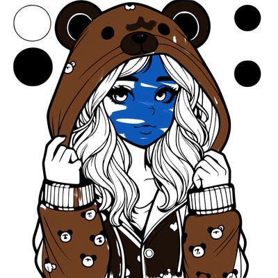 realistic girl in a animal pjs hoodie