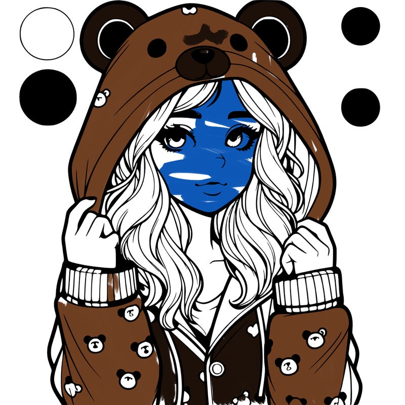 realistic girl in a animal pjs hoodie