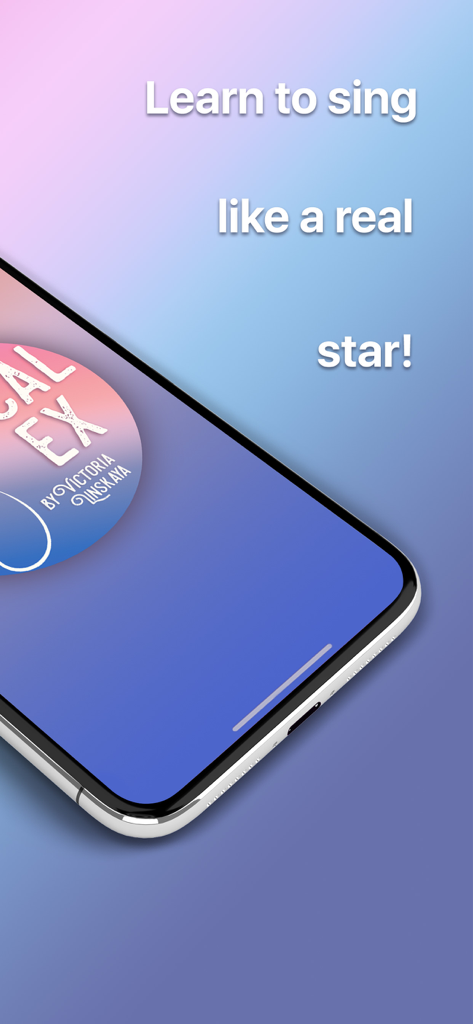 VocalEx Pro. Singing Tutorial - VocalEx Pro app promotional screen with the text Learn to sing like a real star