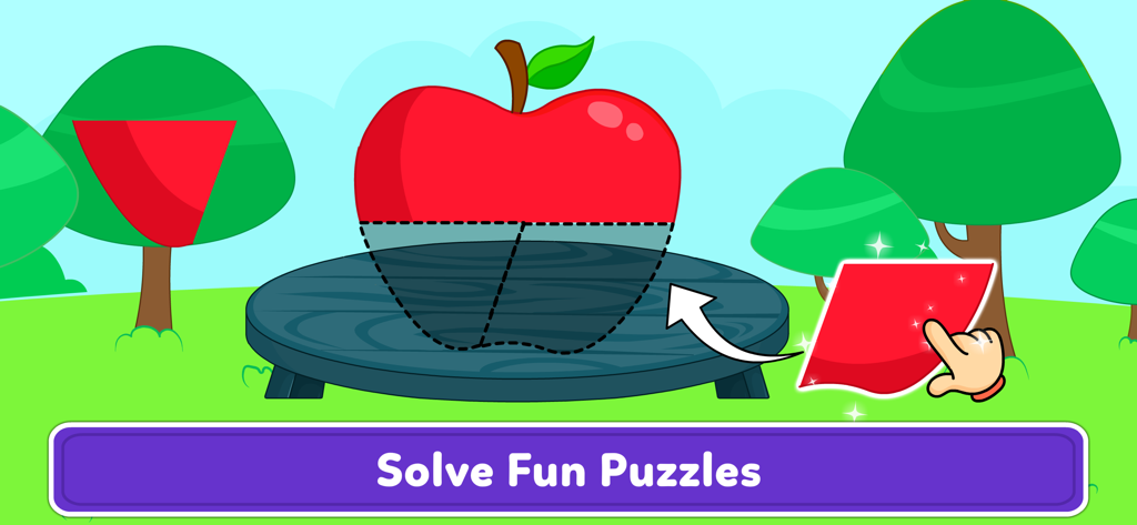 Un bambino che completa un puzzle di mele nell'app educativa Impara a Leggere Giochi di Ortografia