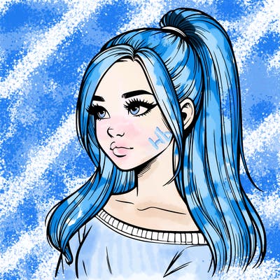 realistic girl with a high ponytail