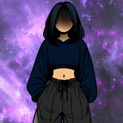 realistic girl faceless with baggy pants and a crop top