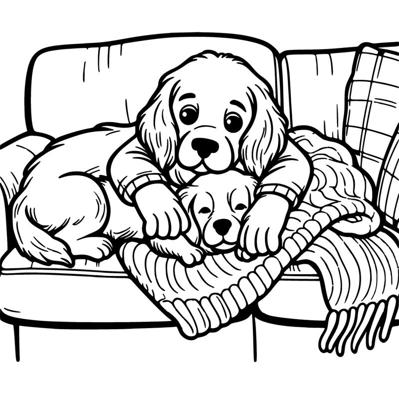 cuddling a dog on the sofa