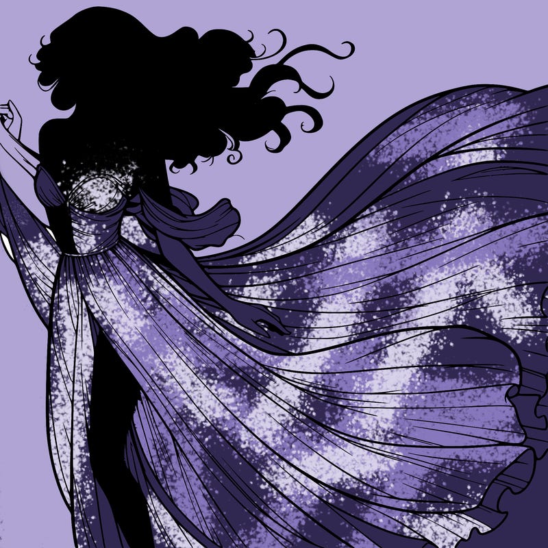 realistic woman in dress flowing the the wind