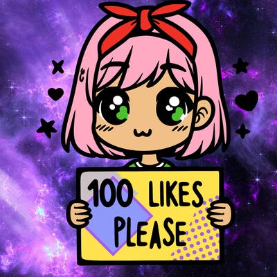 girl holding sign saying 100 likes please