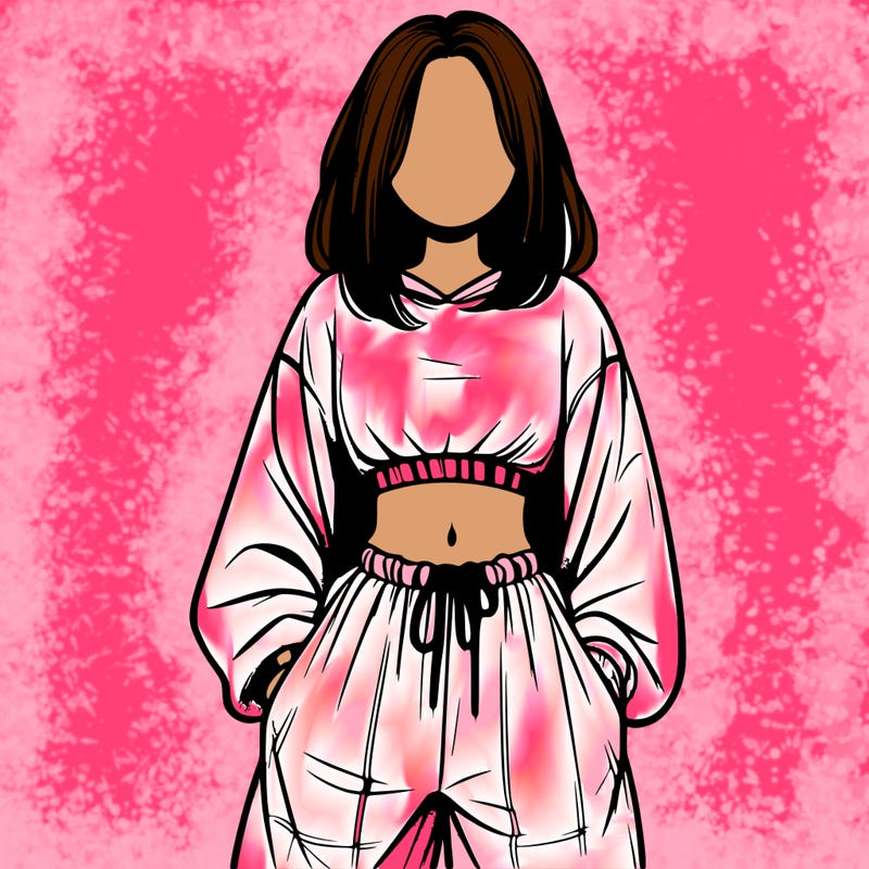 realistic girl faceless with baggy pants and a crop top