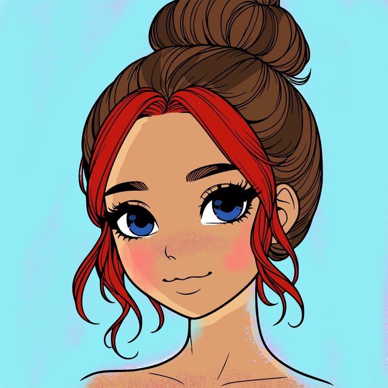 realistic pretty girl with hair in bun