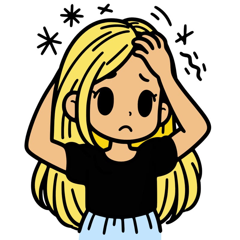 a girl scratching her head