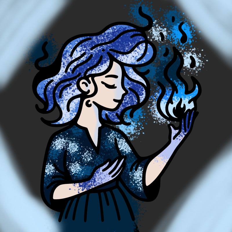 woman with fire