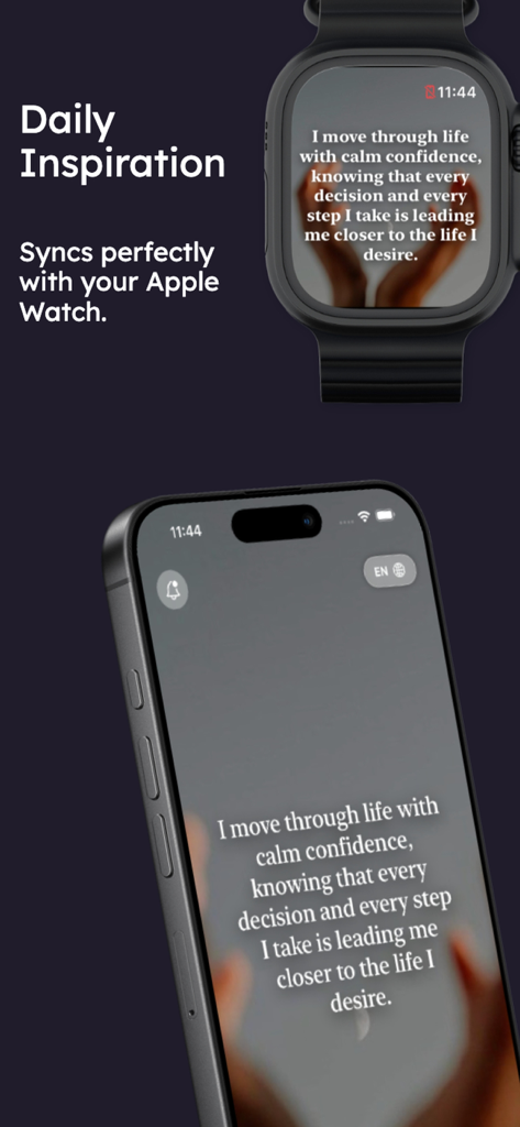 Daily Whisper: Affirmations - Daily Whisper affirmation synced on iPhone and Apple Watch