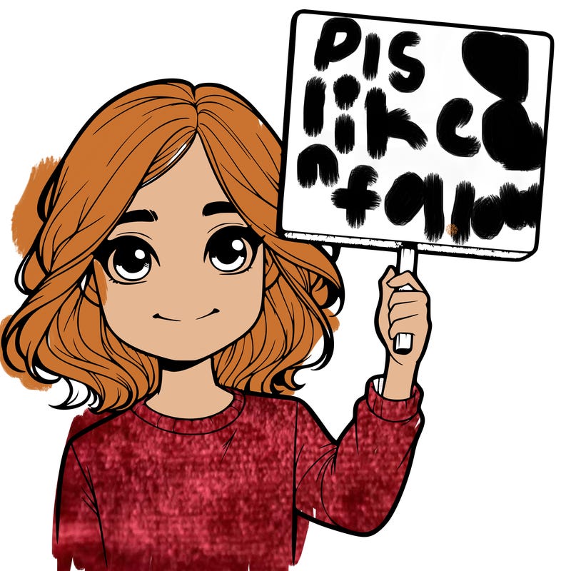 realistic girl holding up a sign