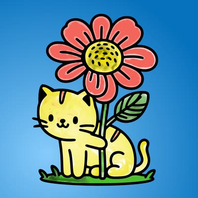 flower with cat