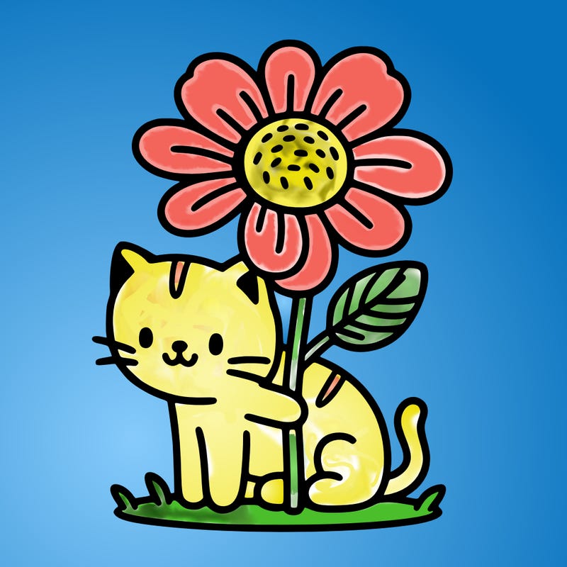 flower with cat