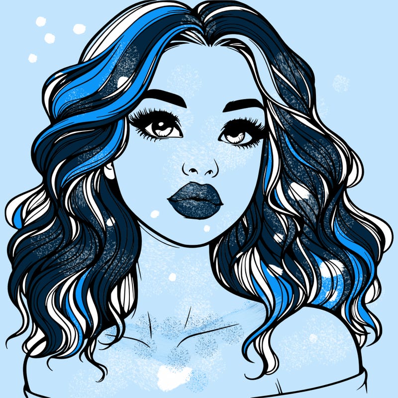 realistic girl with wavy hair and lips