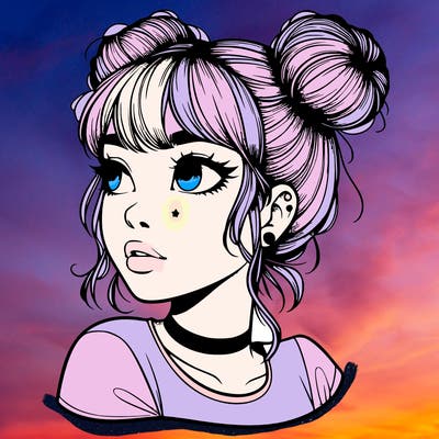 realistic girl with spacebuns