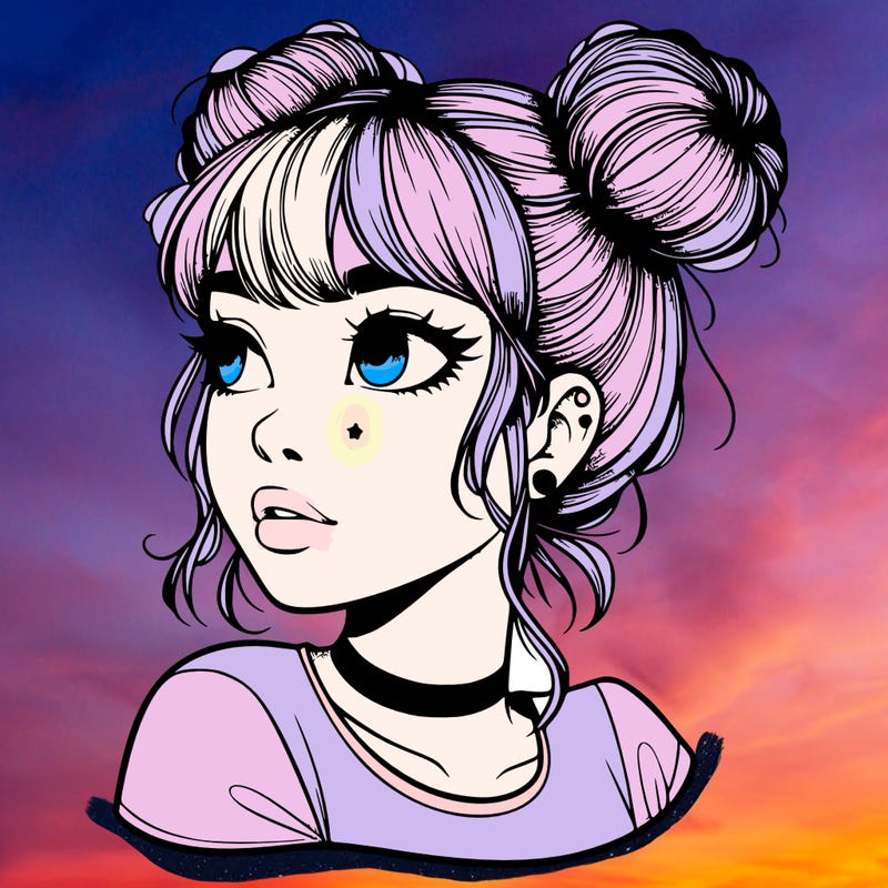 realistic girl with spacebuns