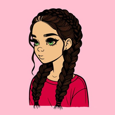 realistic girl with braids