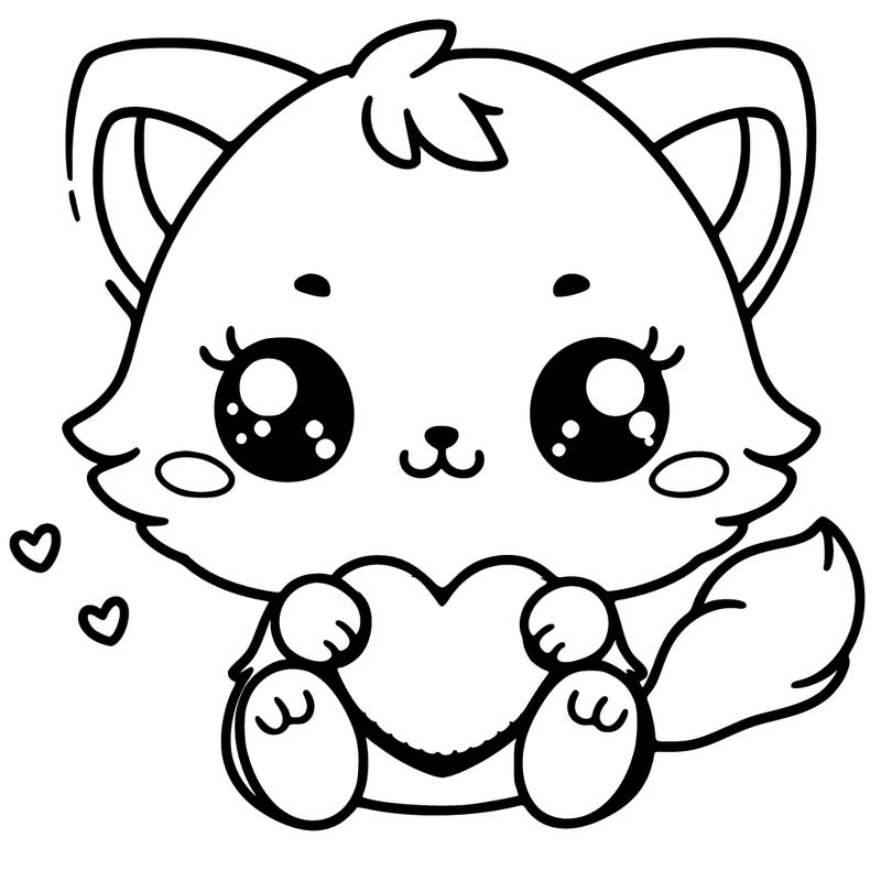 cute kitten with a little red heart holding it