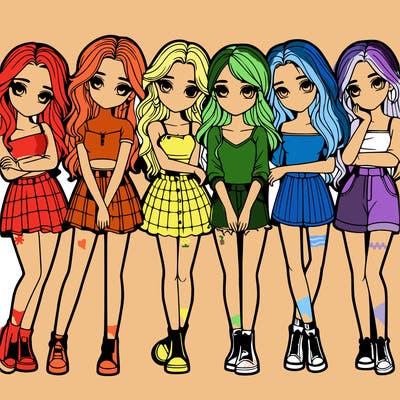 a group of girls realistic