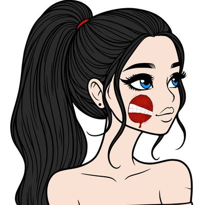 a beautiful and realistic girl with a high pony tail