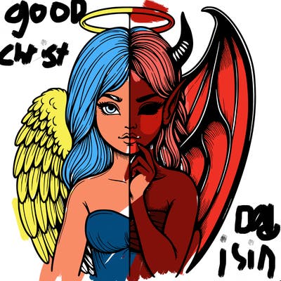 realistic angel half demon