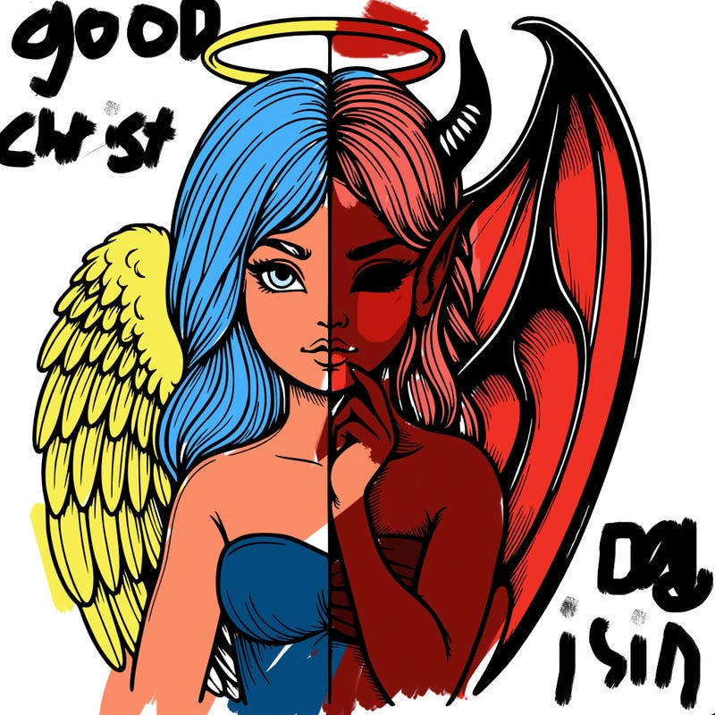 realistic angel half demon