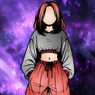realistic girl faceless with baggy pants and a crop top