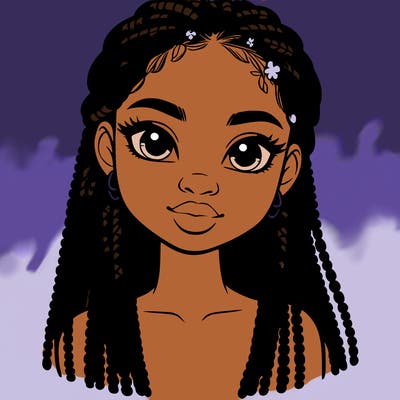 a realistic black girl with braids