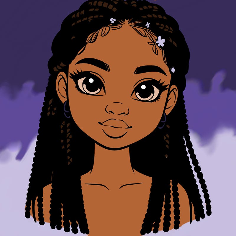 a realistic black girl with braids