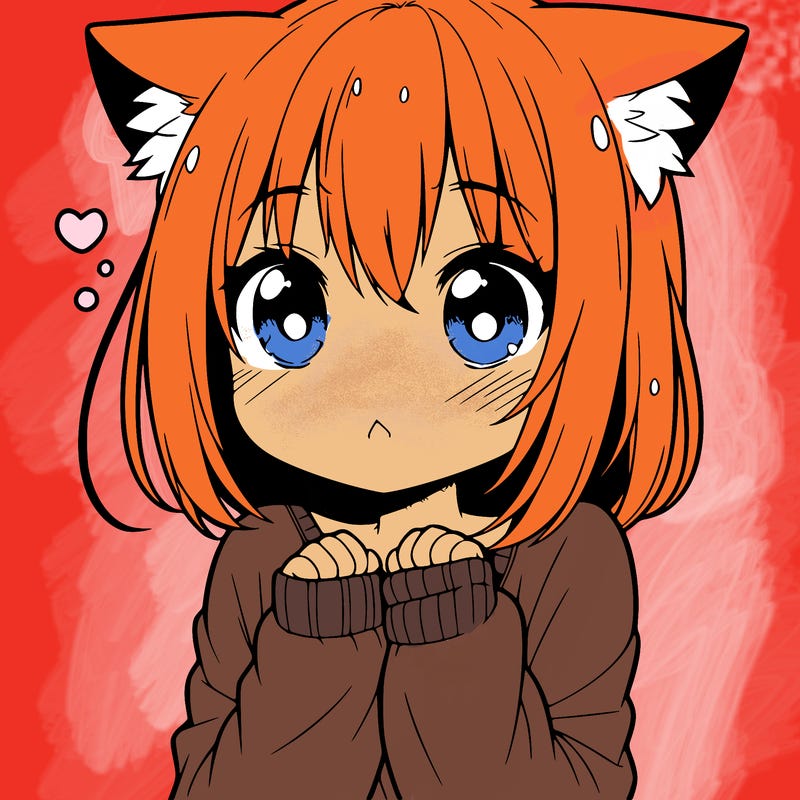 shy anime catgirl