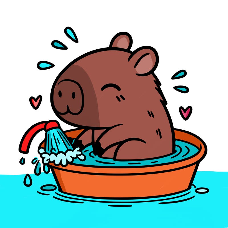 capybara taking a bath