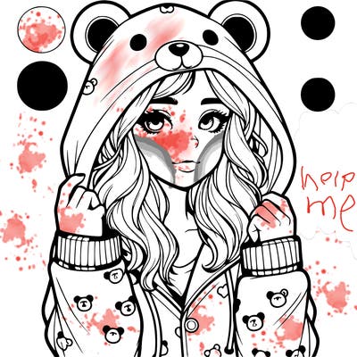 realistic girl in a animal pjs hoodie