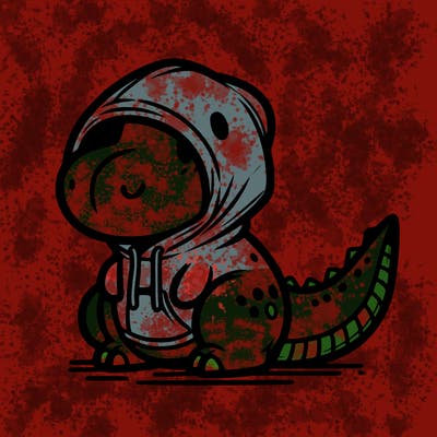 dinosaur wearing a hoodie
