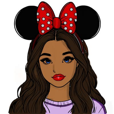 aesthetic realistic girl wearing mickey mouse ears