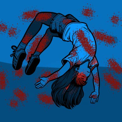 realistic girl doing a backflip